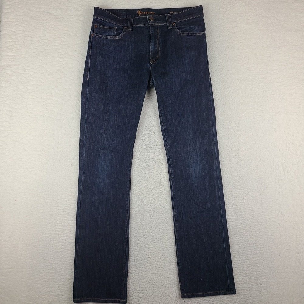 Fidelity Jeans Mens 34x34 Blue Impala Straight Leg Town Rinse Dark Wash Denim